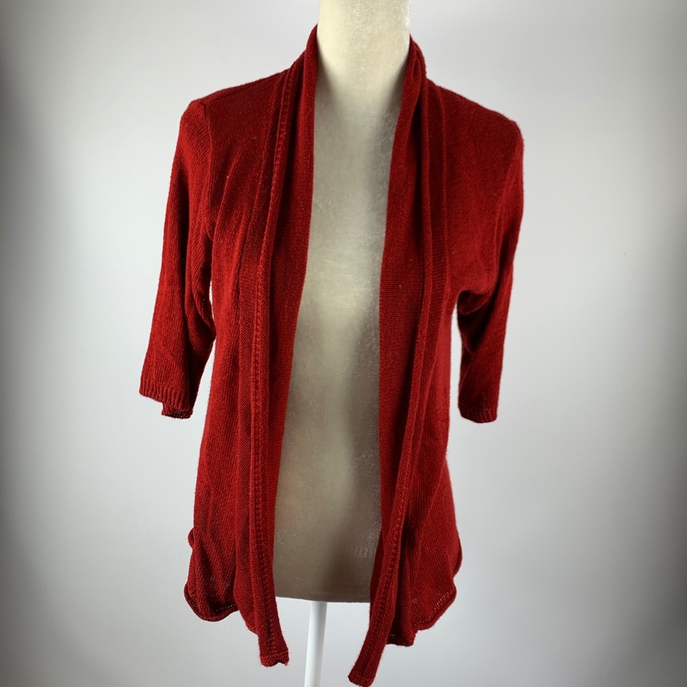 New Directions Small Cardigan Red Crimson Boho